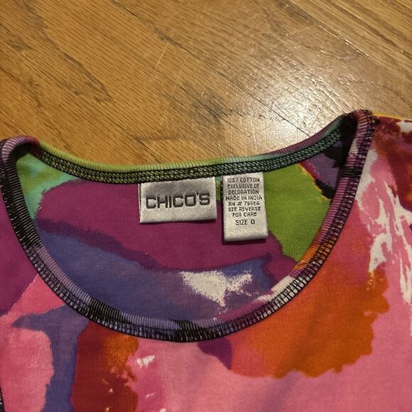 Vintage Chico's Tank Top Womens Small (0) Multicolor Patchwork Artsy Boho - Picture 4 of 6